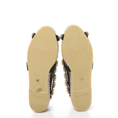 Gucci Canvas Crystal Embellished Espadrilles 36 Black 5 of 11