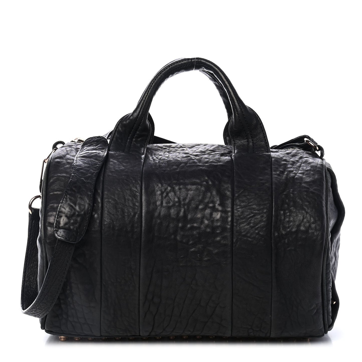 Pebbled Lambskin Rocco Black Rose Gold Hardware