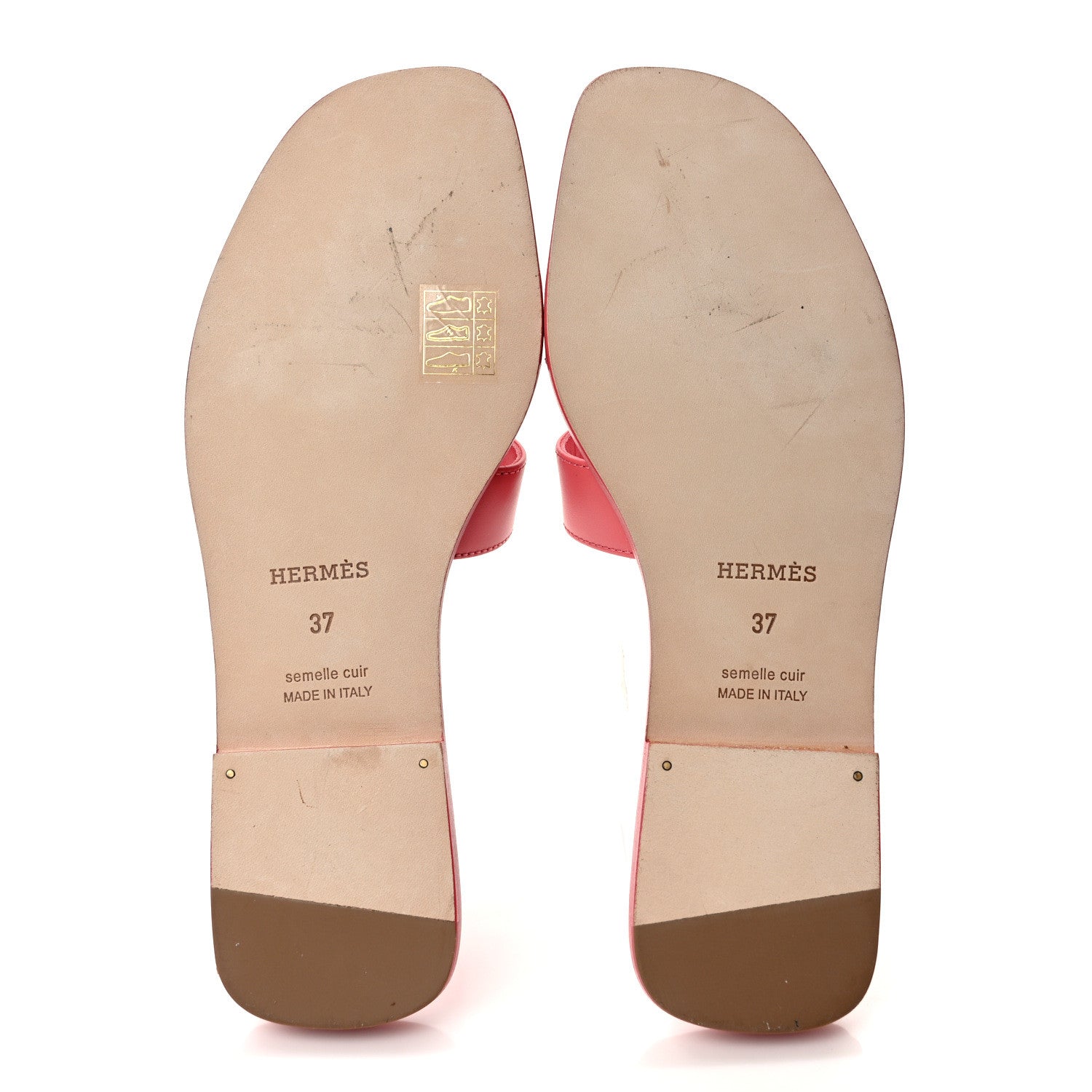 Hermes Box Calfskin Oran Sandals 37 Rose Boise 6 of 10