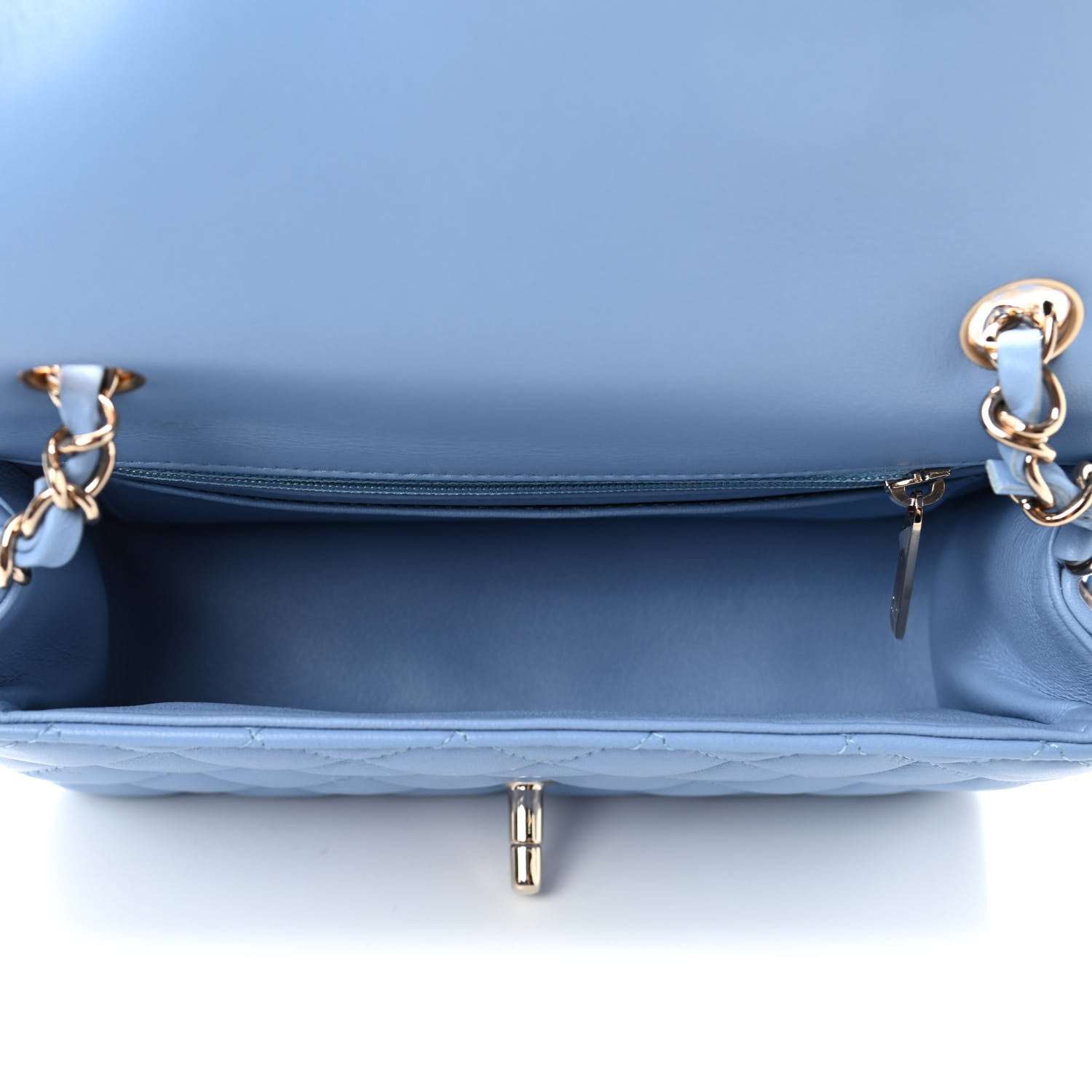 Chanel Lambskin Quilted Mini Rectangular Flap Light Blue 4 of 4