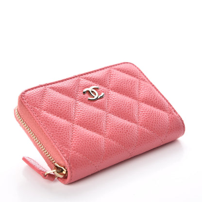 Chanel Metallic Caviar Quilted Zip Coin Purse Pink 4 of 12