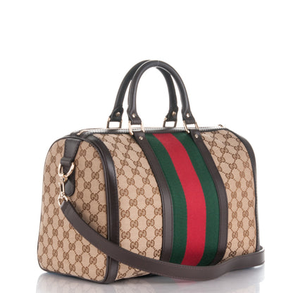 Gucci Monogram Vintage Web Medium Boston Dark Brown 4 of 8