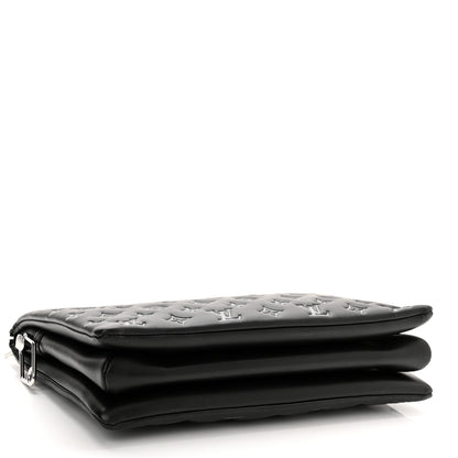 Louis Vuitton Lambskin Embossed Monogram Coussin MM Black Gray 4 of 11