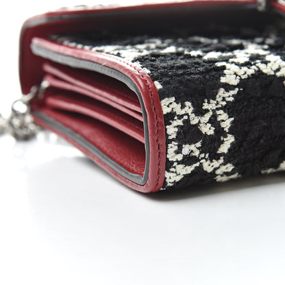 Gucci Tweed GG Monogram Mini Dionysus Chain Wallet Black White Romantic Cherry 9 of 10