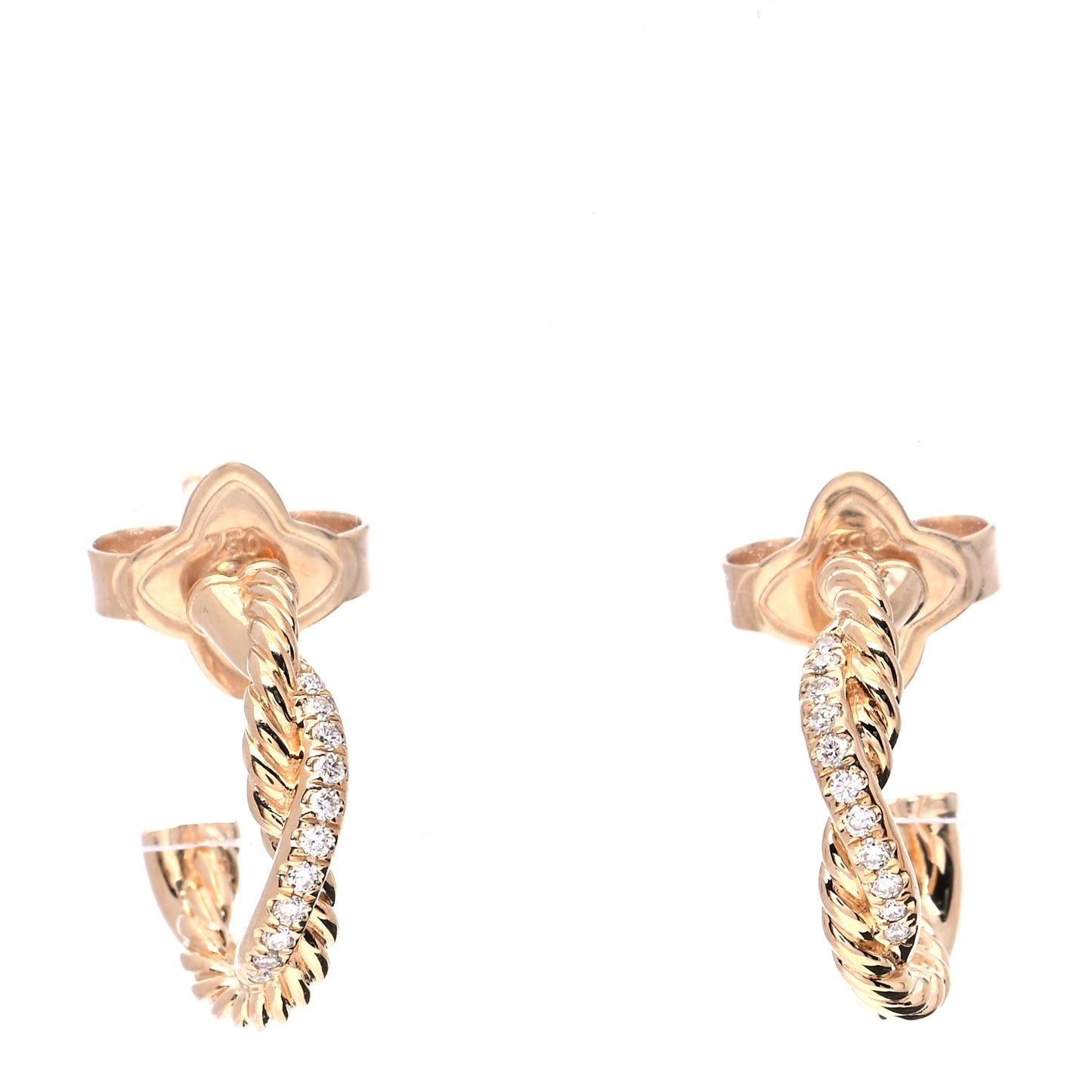 18K Yellow Gold Diamond Petite Infinity Huggie Hoop Earrings