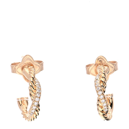 David Yurman 18K Yellow Gold Diamond Petite Infinity Huggie Hoop Earrings 1 of 6