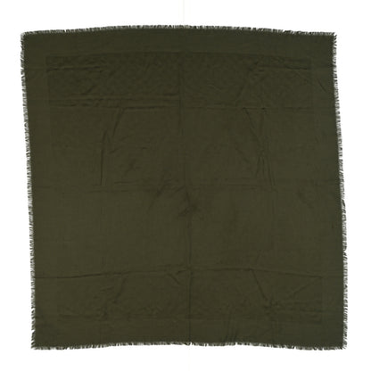 Gucci Wool Silk GG Monogram Fringe Scarf Shawl Green 1 of 4