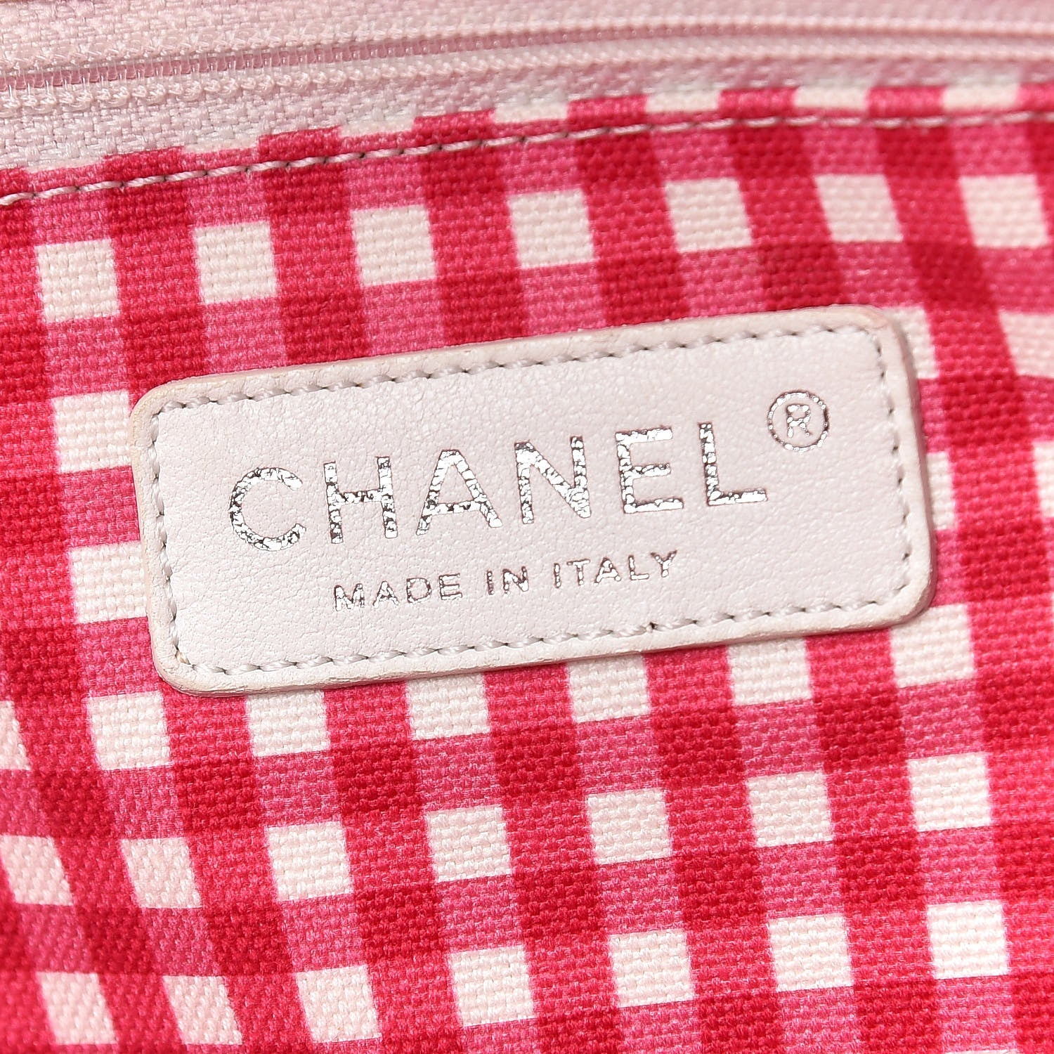 Chanel Canvas Gingham Printed CC Tote Pink White 8 of 9