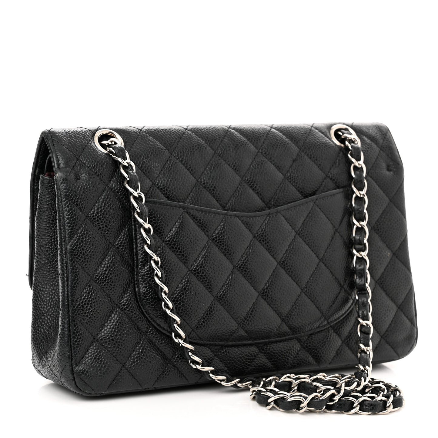 Caviar Quilted Medium Double Flap Black