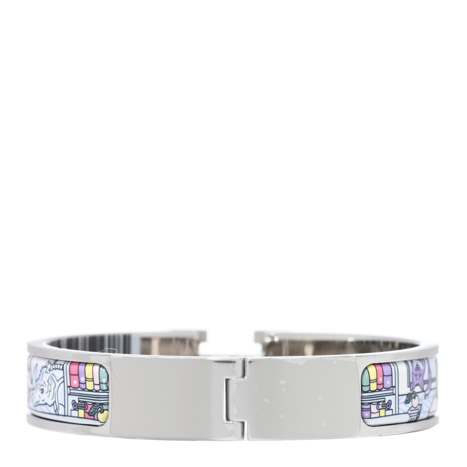 Hermes Enamel Printed H Mystere Au 24 Narrow Clic Clac H Bracelet PM Jasmin 2 of 3