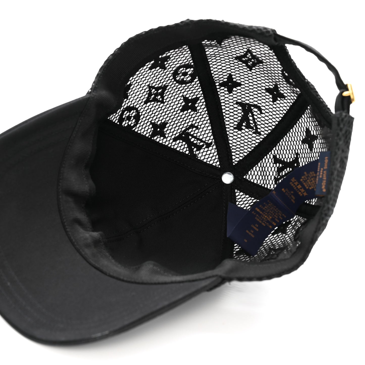 Cotton Mesh LV Signature Cap L Black