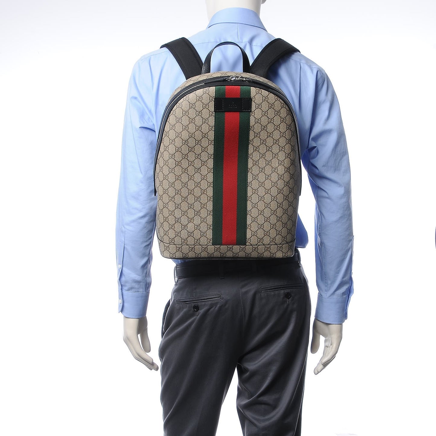 GG Supreme Monogram Web Dome Backpack Black