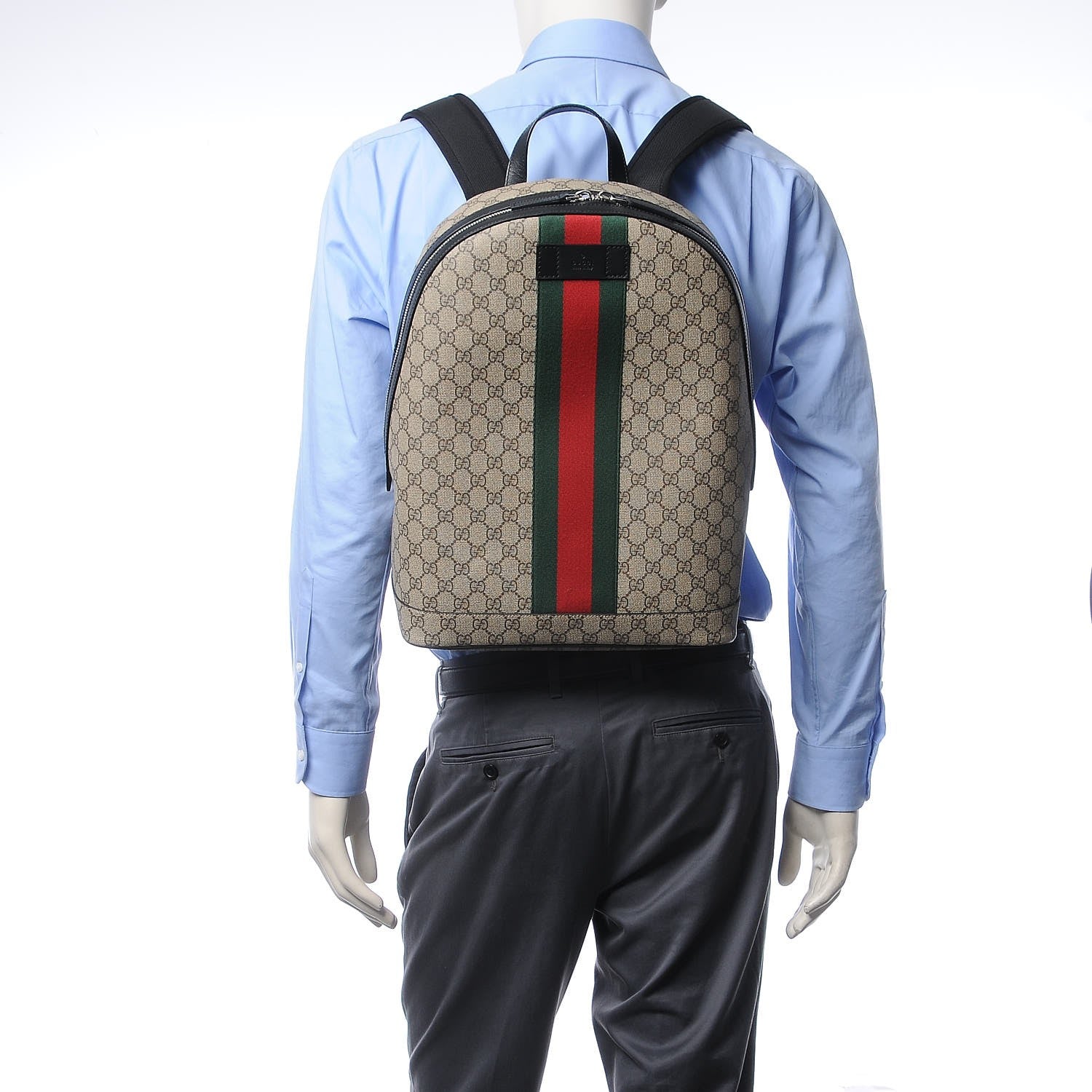 Gucci GG Supreme Monogram Web Dome Backpack Black 2 of 7