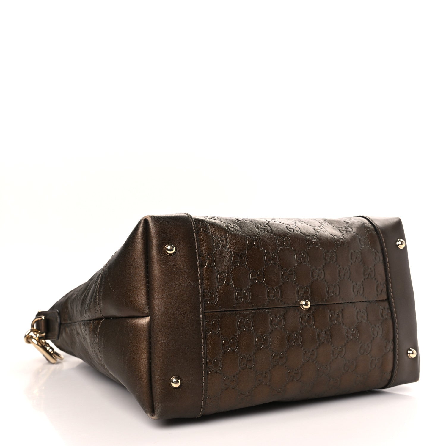Gucci Metallic Guccissima Medium Heart Bit Charm Hobo Bronze 4 of 13