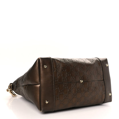 Gucci Metallic Guccissima Medium Heart Bit Charm Hobo Bronze 4 of 13