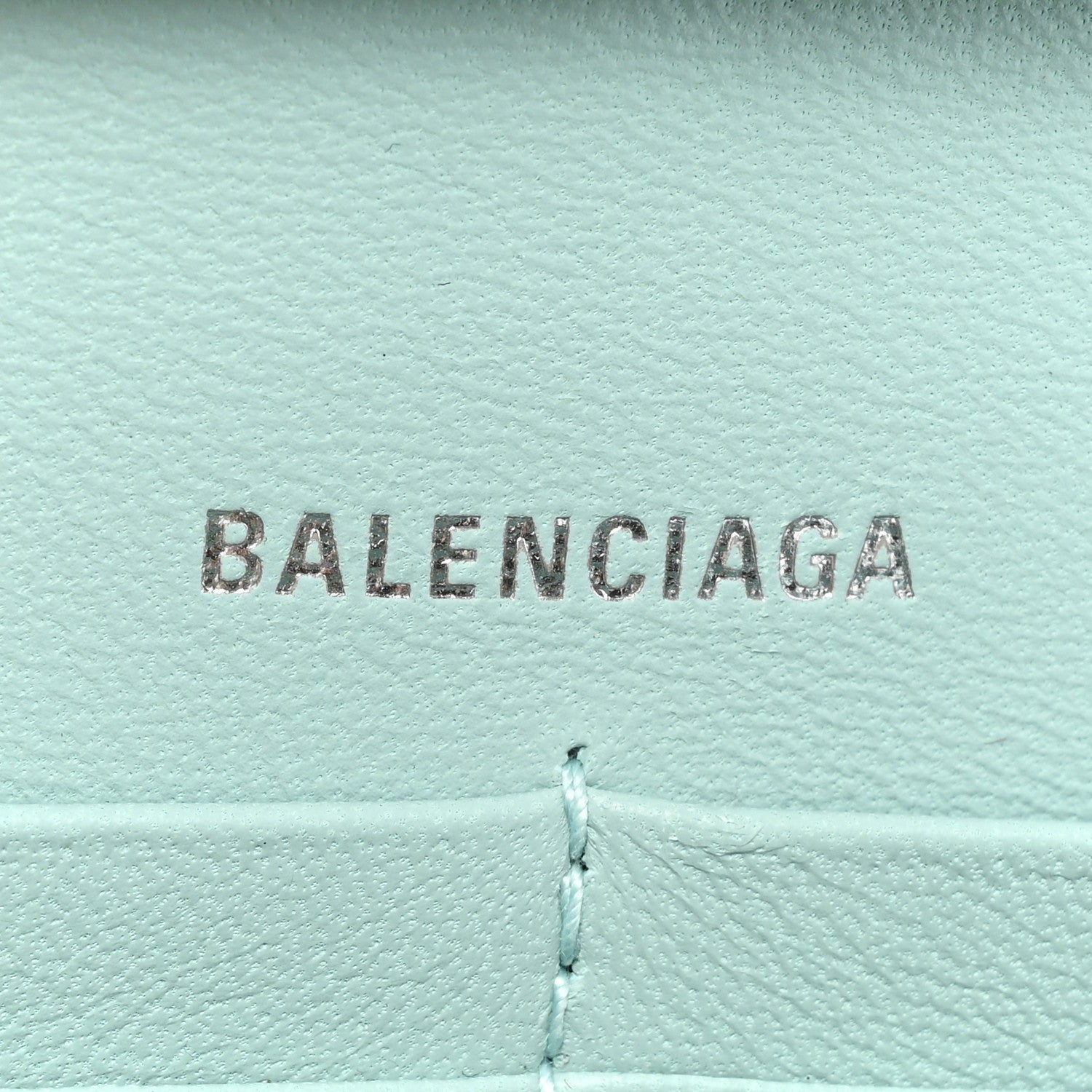 Balenciaga Shiny Calfskin Crocodile Embossed Hourglass Chain Bag Green Acqua 6 of 13