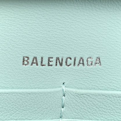Balenciaga Shiny Calfskin Crocodile Embossed Hourglass Chain Bag Green Acqua 6 of 13