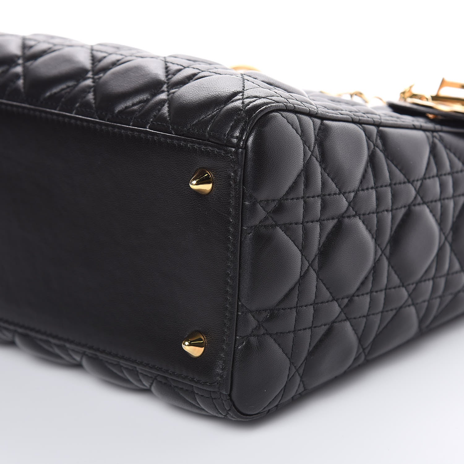 Christian Dior Lambskin Cannage Medium Lady Dior Black 9 of 12