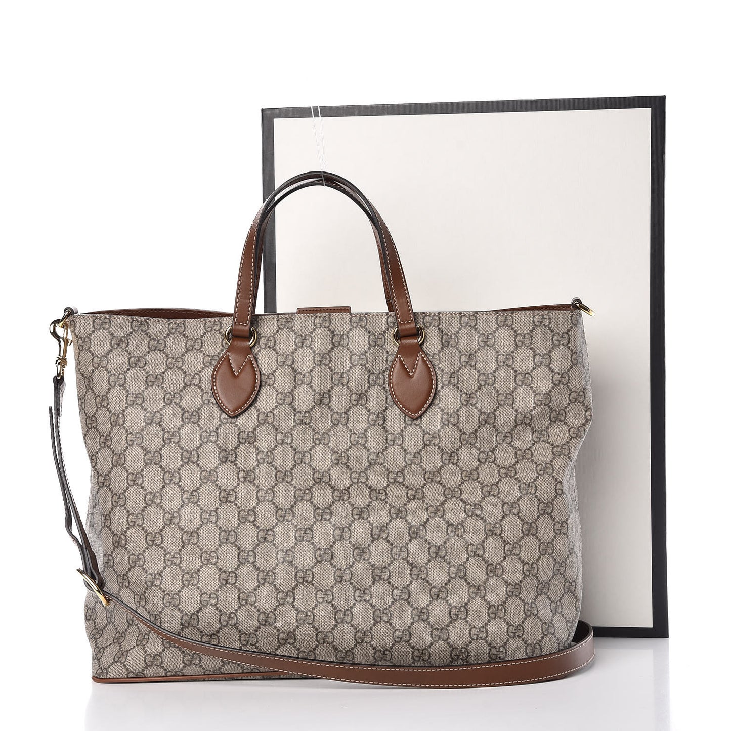Soft GG Supreme Monogram Medium Crossbody Tote Beige Cuir