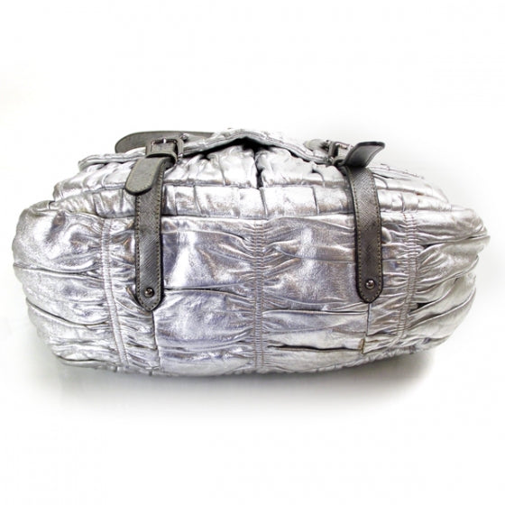 Prada Nappa Dressy Gaufre Messenger Silver 4 of 11