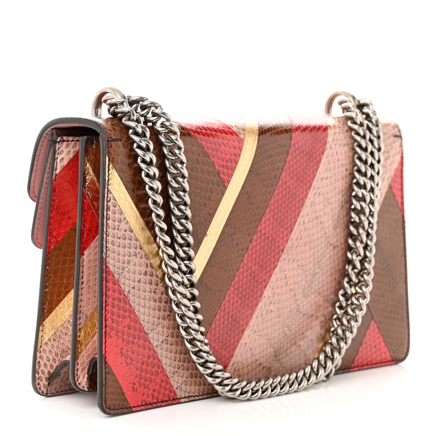 Ayers Snakeskin Chevron Small Dionysus Shoulder Bag Pink