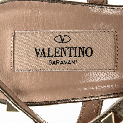 Valentino Garavani Metallic Pebbled Calfskin Rockstud Gladiator 105mm Sandals 38 Sasso 7 of 7