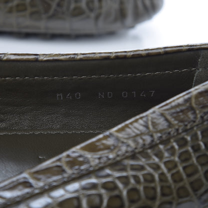 Louis Vuitton Calfskin Crocodile Embossed Dauphine Loafers 40 Green 7 of 7