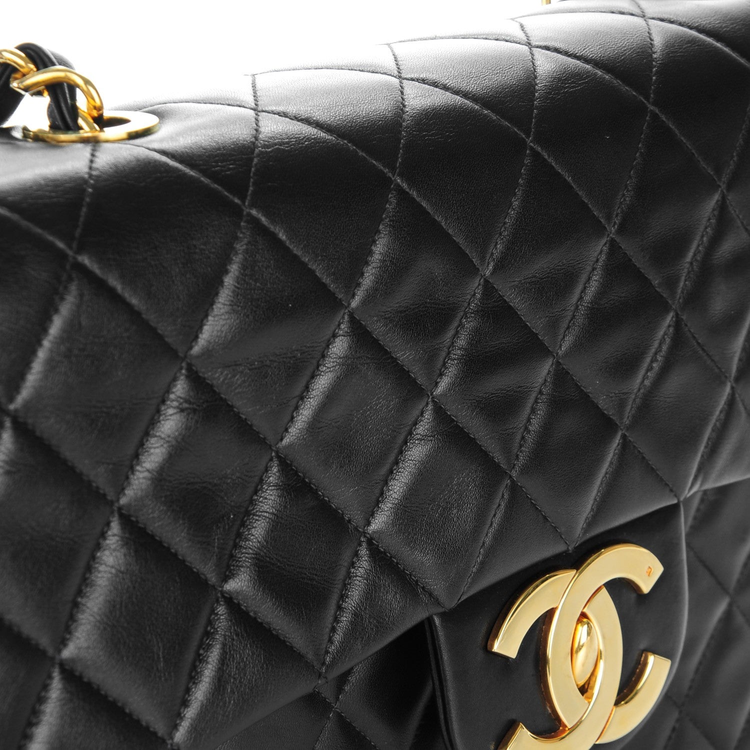 Chanel Lambskin Quilted XL Jumbo Single Flap Black 7 of 8