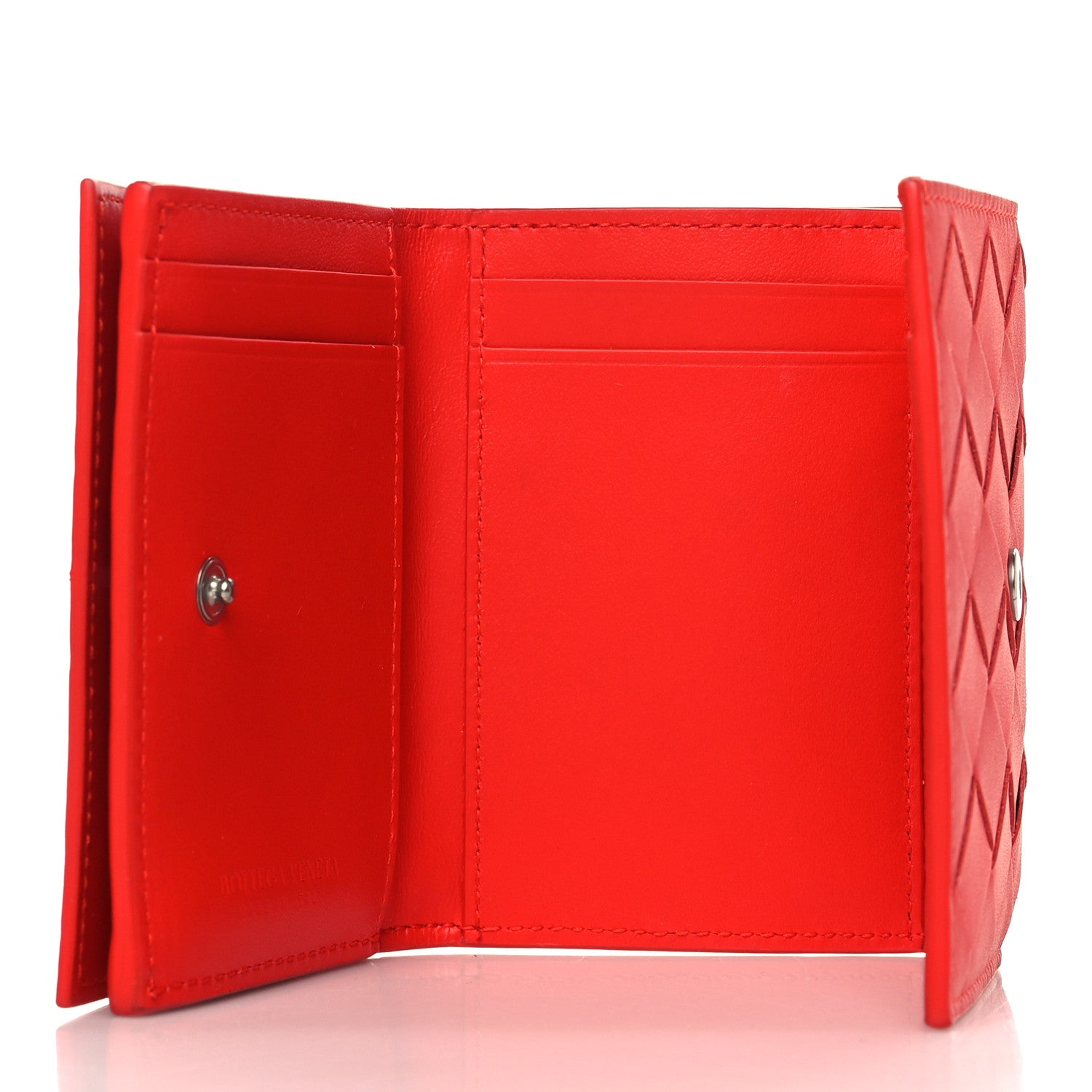 Bottega Veneta Nappa Intrecciato Trifold Wallet Red 5 of 6