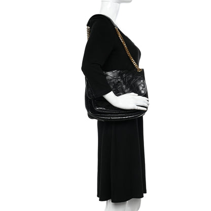 Saint Laurent Crinkled Calfskin Matelasse Monogram Medium Niki Chain Satchel Black 2 of 11
