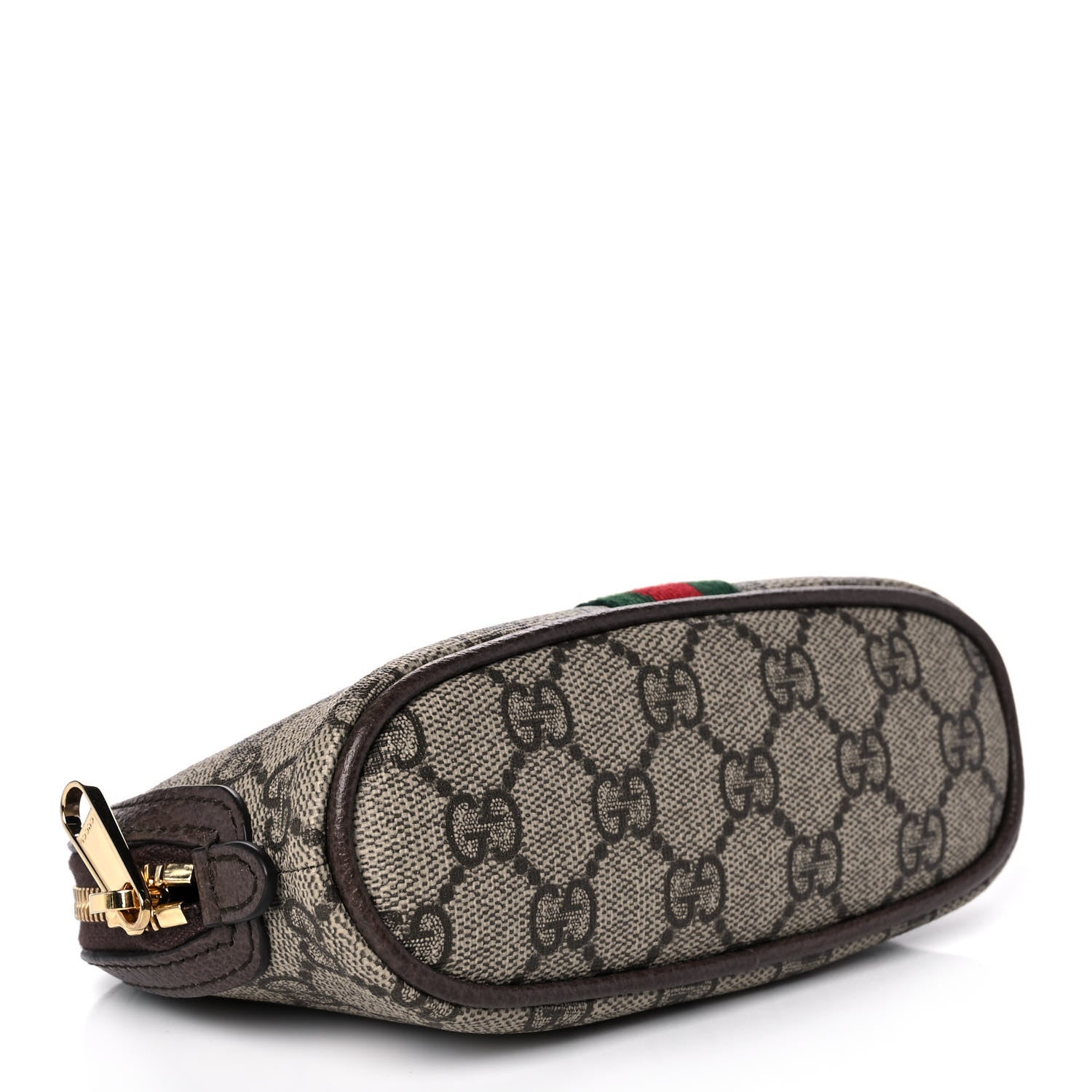 Gucci GG Supreme Monogram Textured Calfskin Web Medium Ophidia Cosmetic Case Beige Ebony New Acero 4 of 9