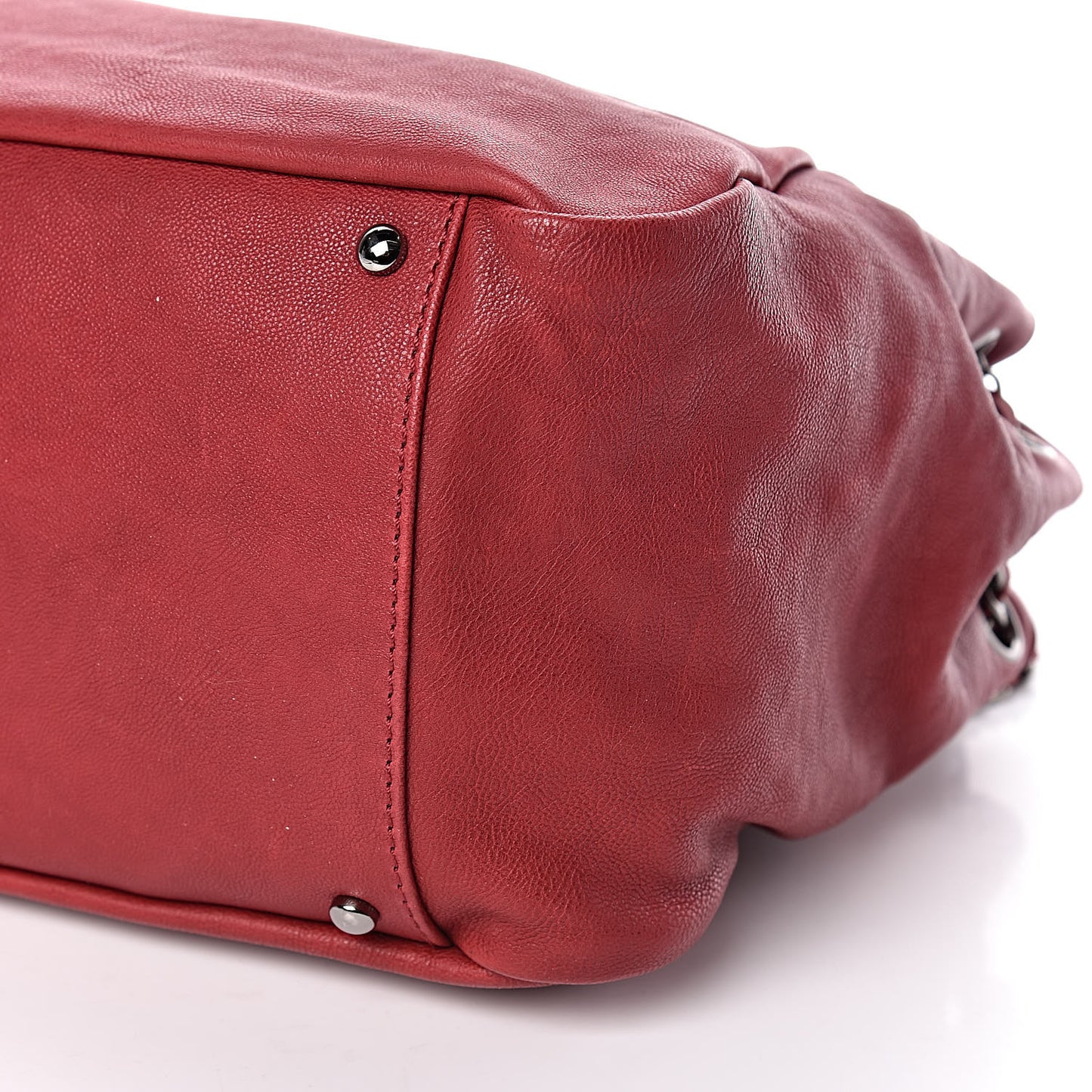 Calfskin Diamond Stitch Accordion Flap Light Bordeaux