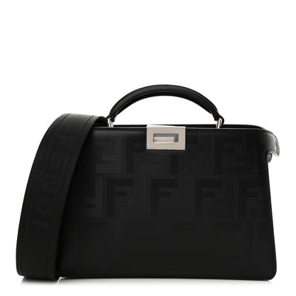 Fendi Calfskin Striped Texture FF Peekaboo I See U X Cross Satchel Black 1 of 10