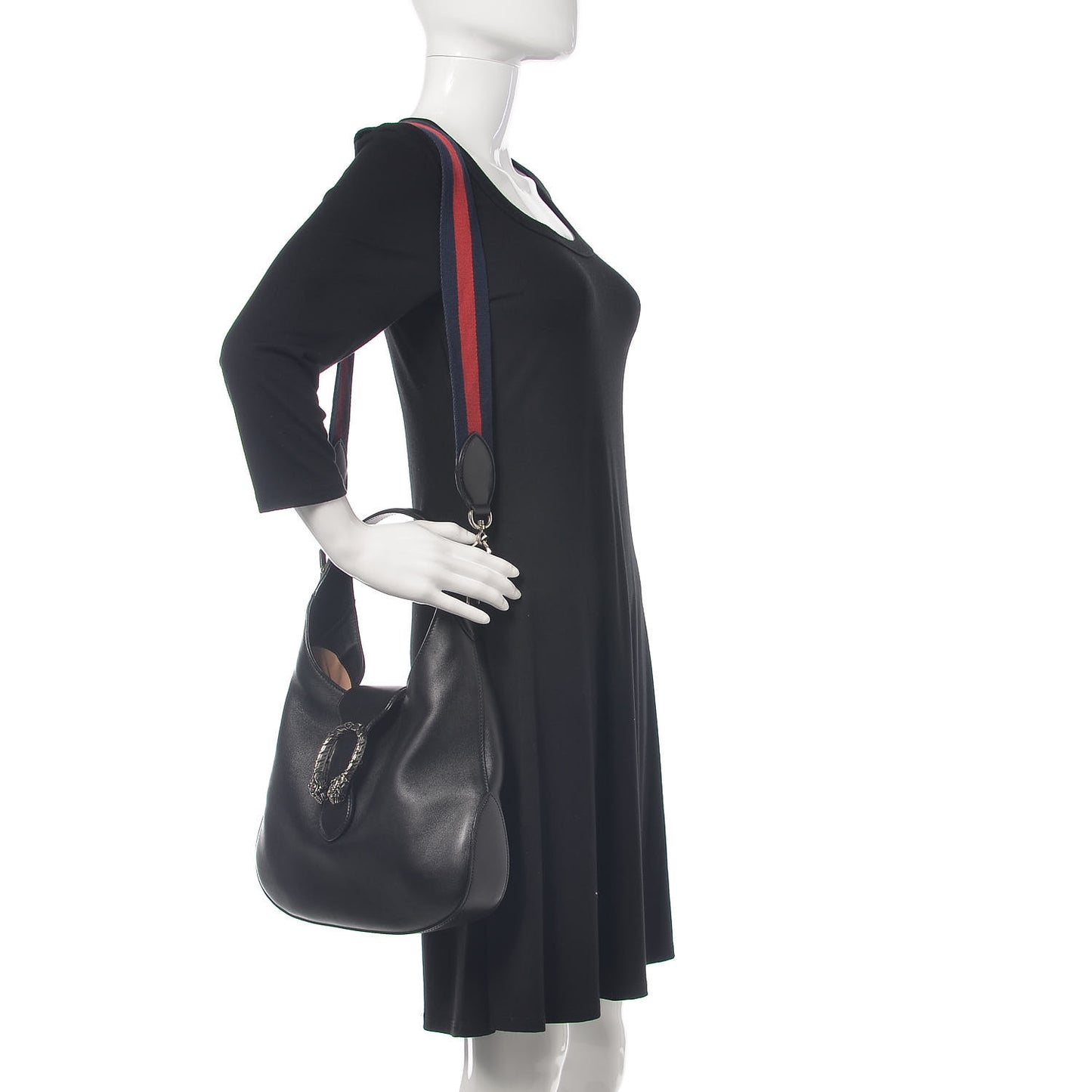 Calfskin Web Small Dionysus Hobo Black