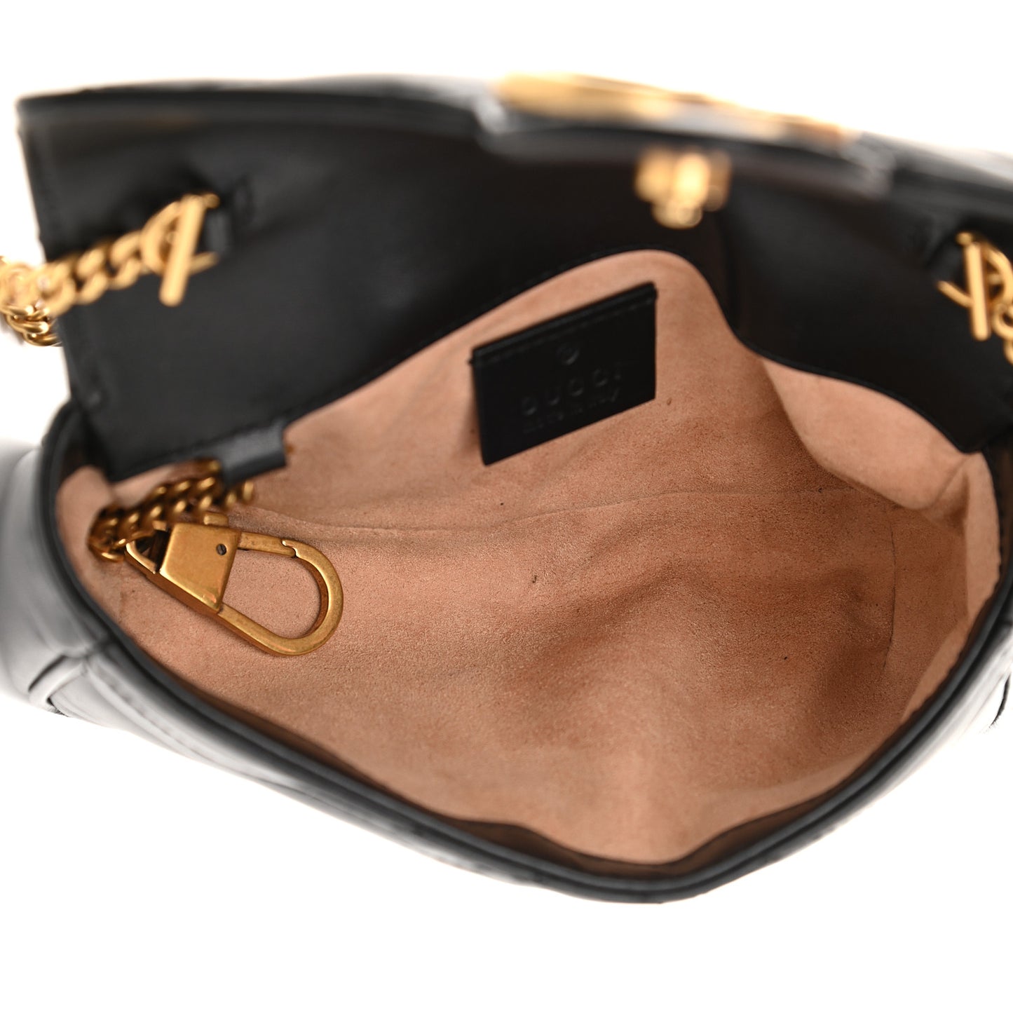 Calfskin Matelasse Super Mini GG Marmont Shoulder Bag Black
