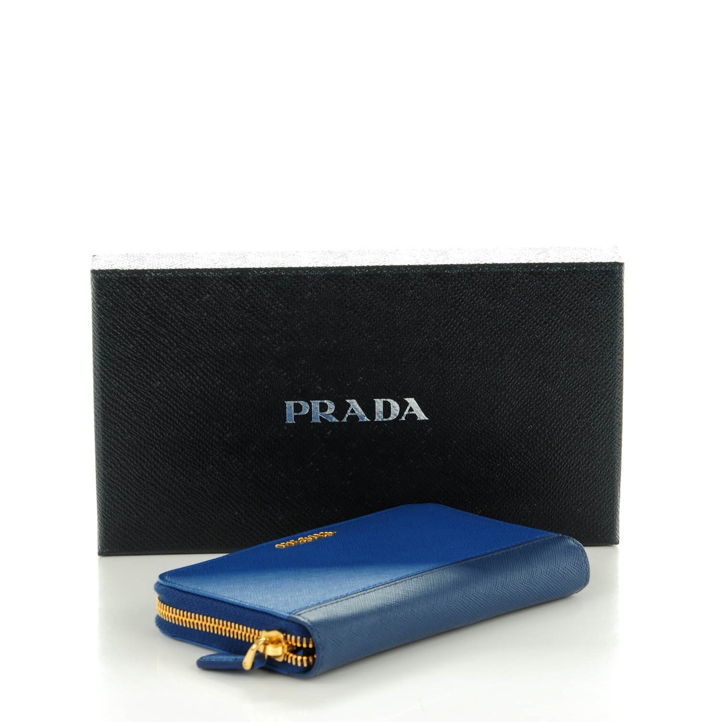 Saffiano Stripe Zip Around Wallet Azzurro Bluette