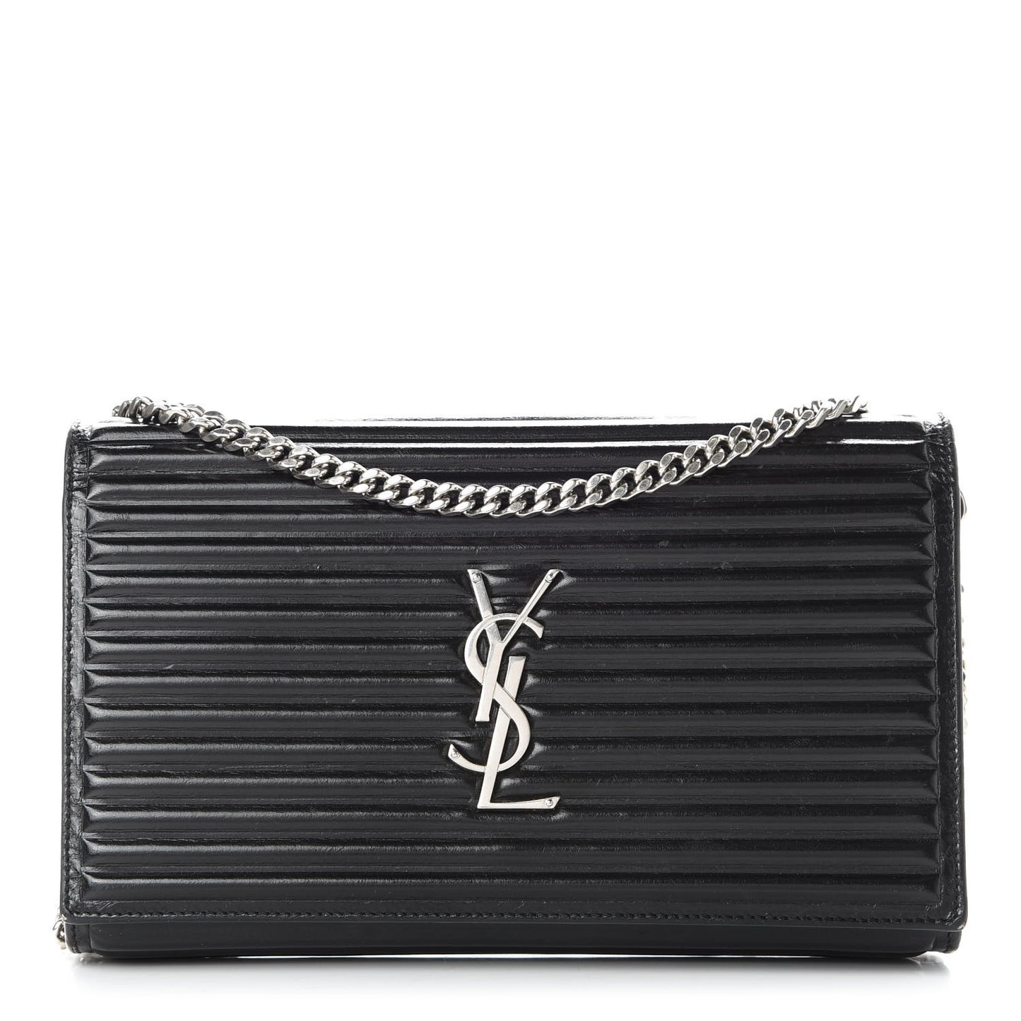 Ribbed Calfskin Opium Monogram Chain Wallet Black