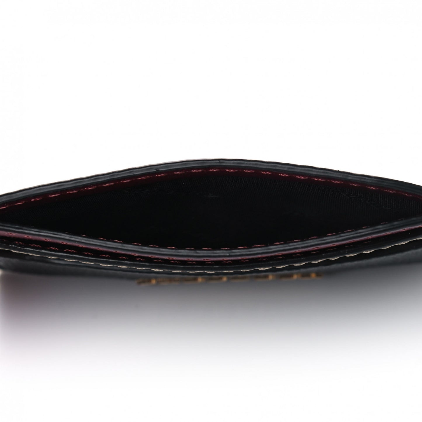 Calfskin Horseferry Check Izzy Card Case Black Burgundy