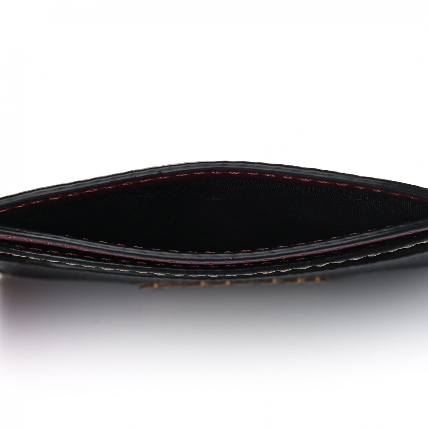 Burberry Calfskin Horseferry Check Izzy Card Case Black Burgundy 4 of 4