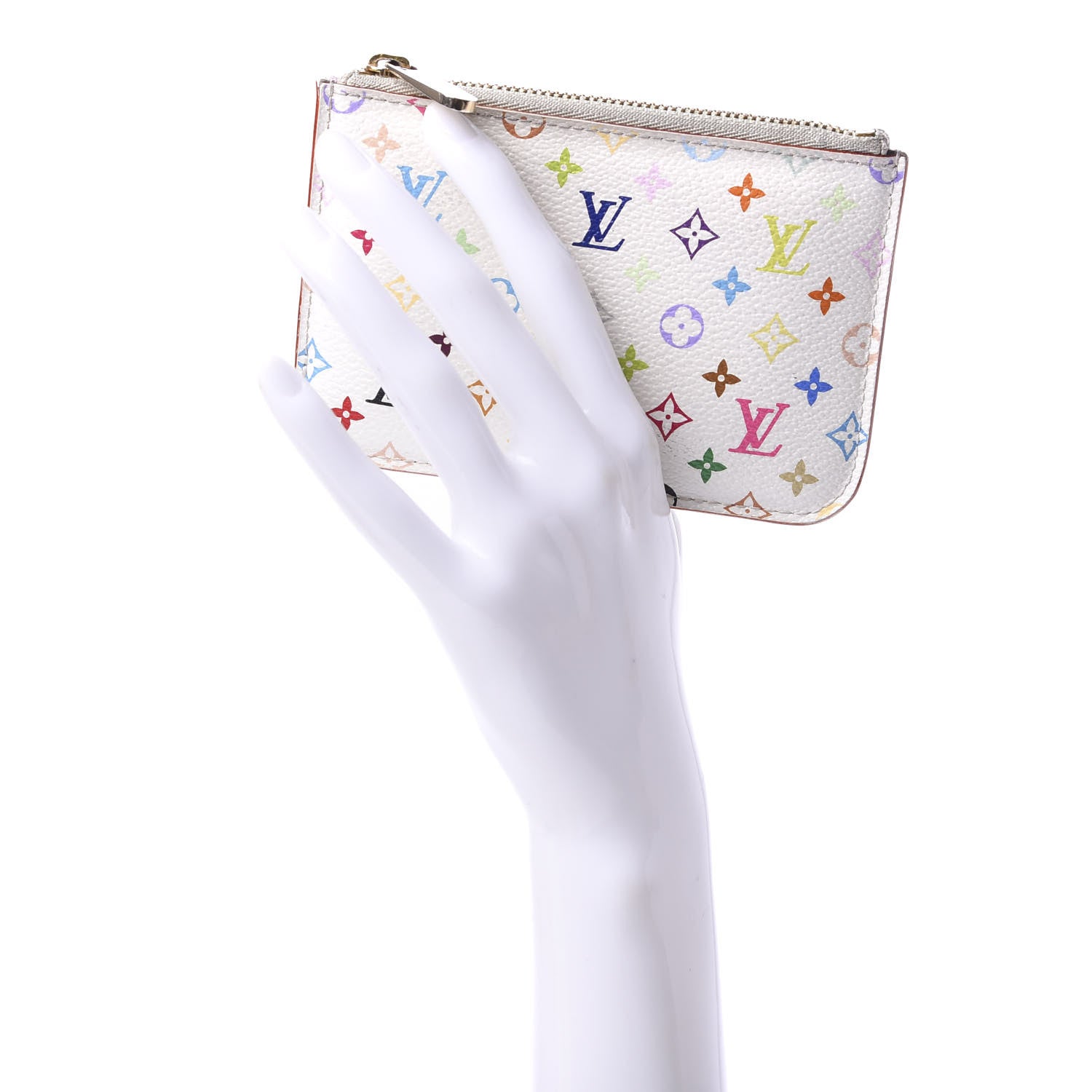 Louis Vuitton Monogram Multicolor Key Pouch White Litchi 2 of 10