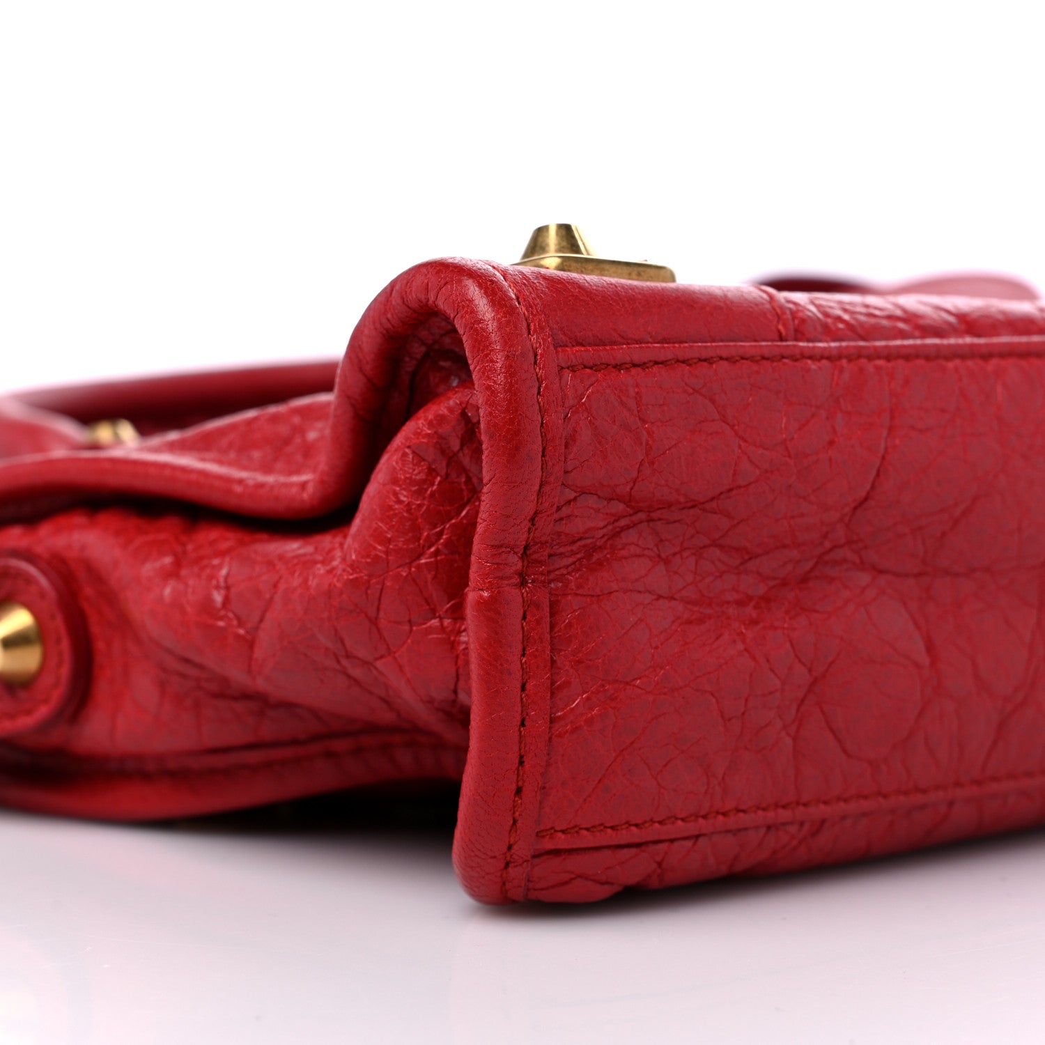 Balenciaga Agneau Gold Metallic Edge Hardware Mini City Rouge Rubis 8 of 9