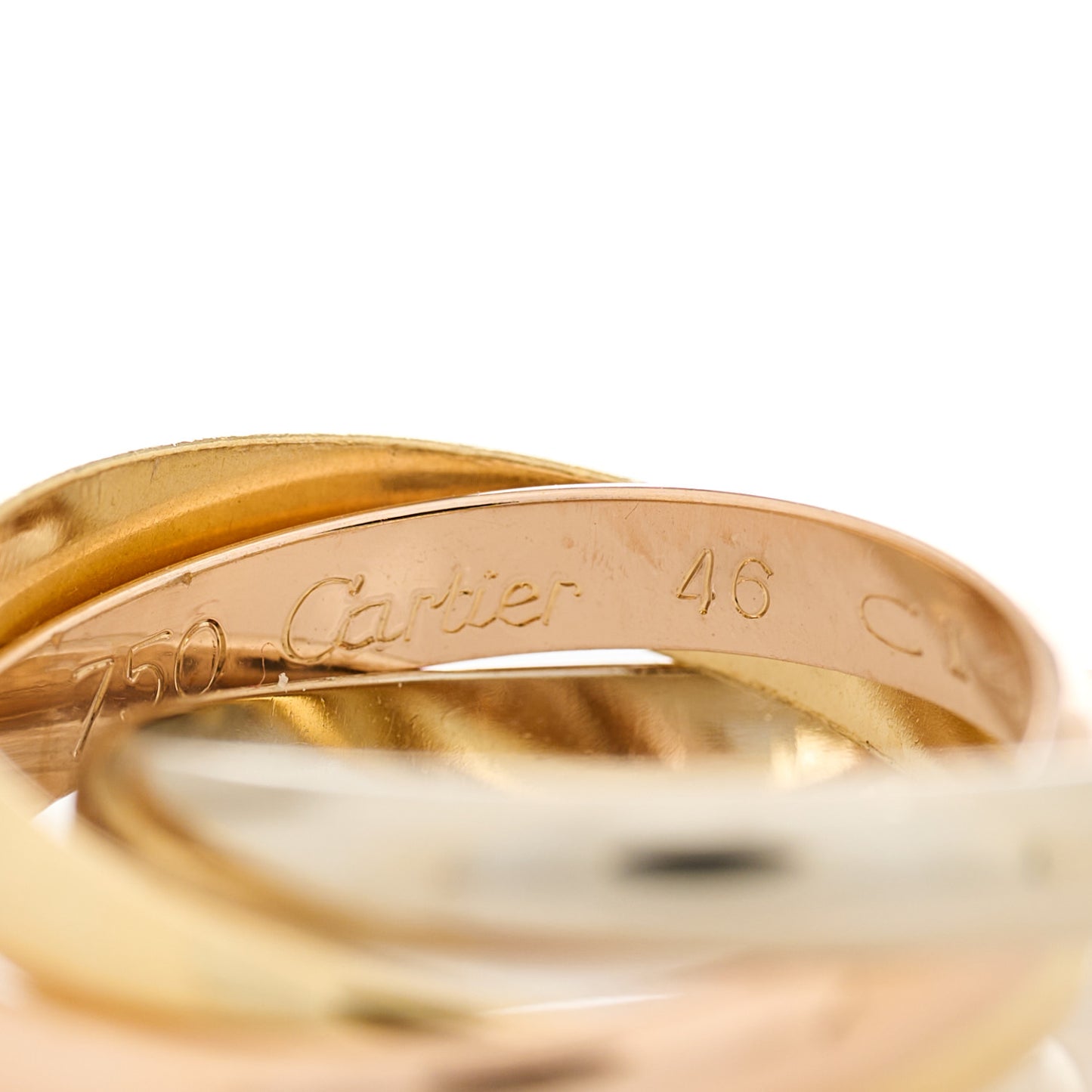 18K Pink Yellow White Gold Small Trinity Ring 46 3.75