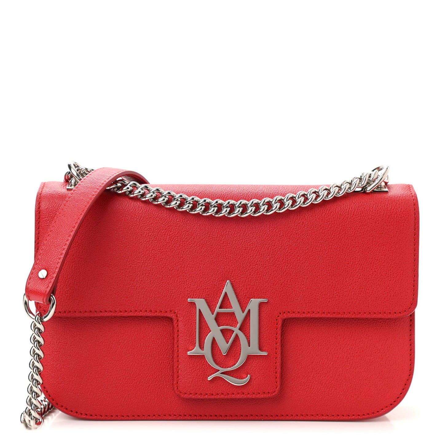 Grained Calfskin Medium Insignia Flap China Red