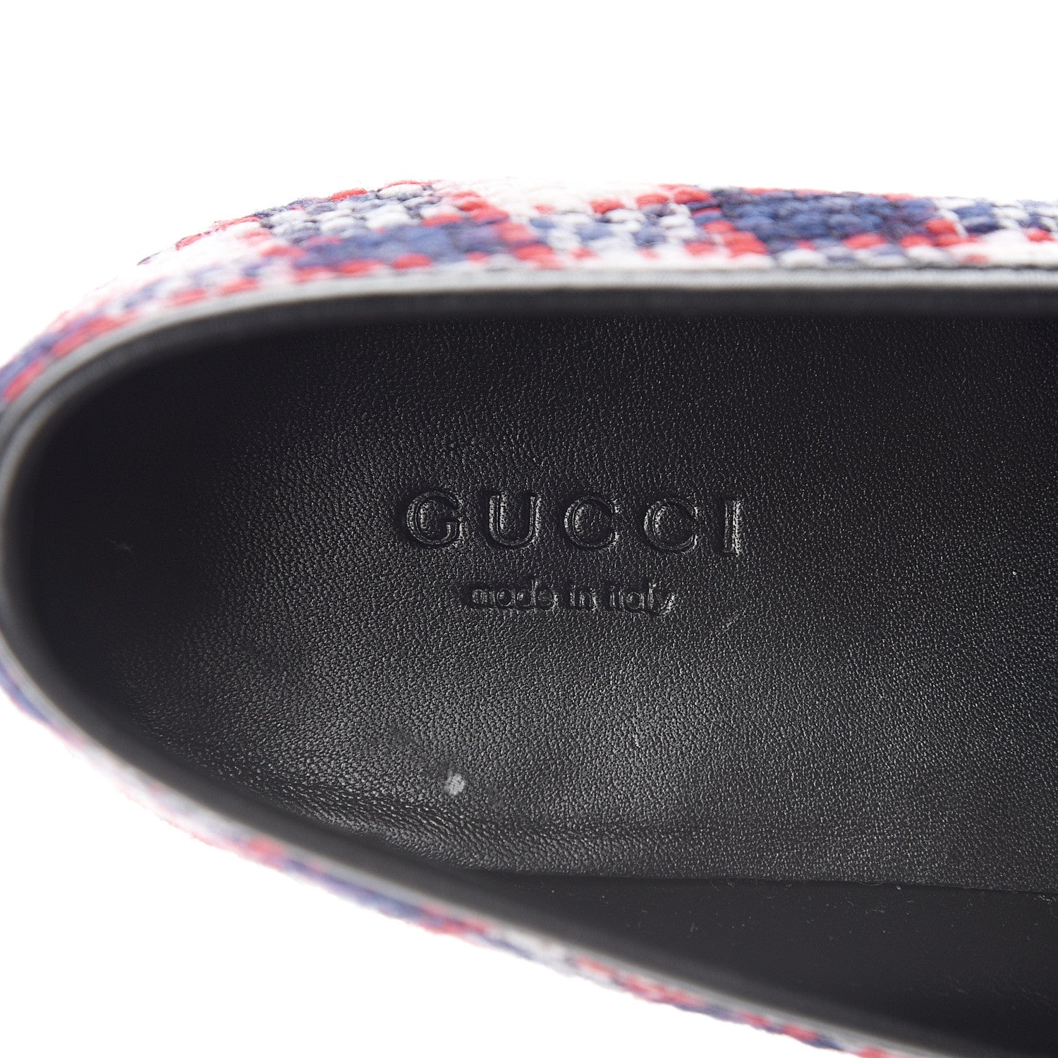 Gucci Vintage Tweed Check Horsebit Womens Jordaan Loafers 39.5 White Hibiscus Red Marine 7 of 9