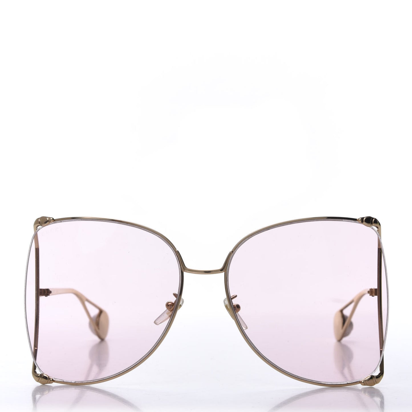 Metal Oversized Round Sunglasses GG0252S Gold Pink