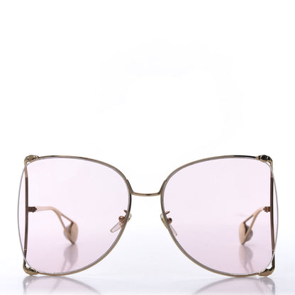 Gucci Metal Oversized Round Sunglasses GG0252S Gold Pink 3 of 7
