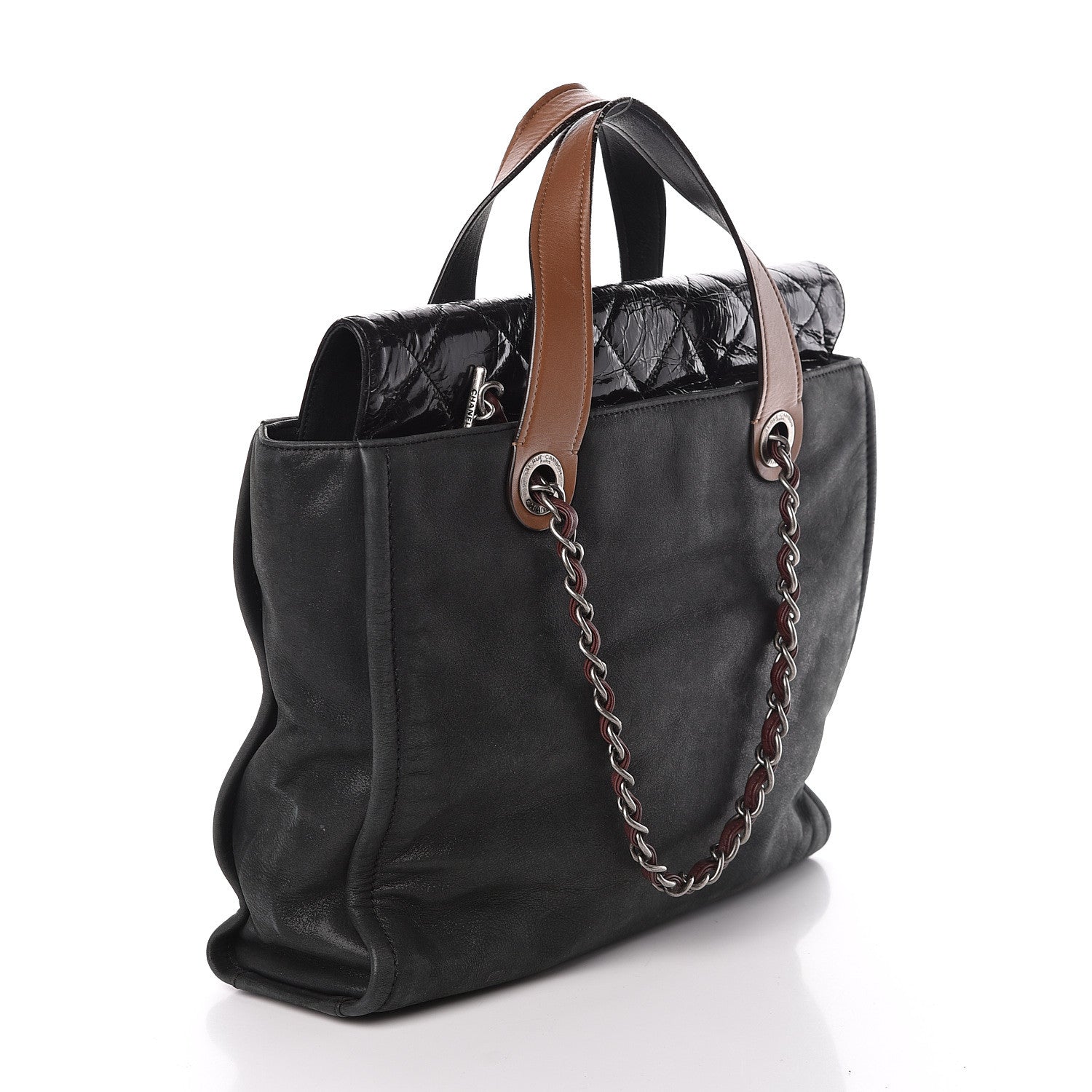 Chanel Iridescent Glazed Calfskin In The Mix Tote Black 3 of 12