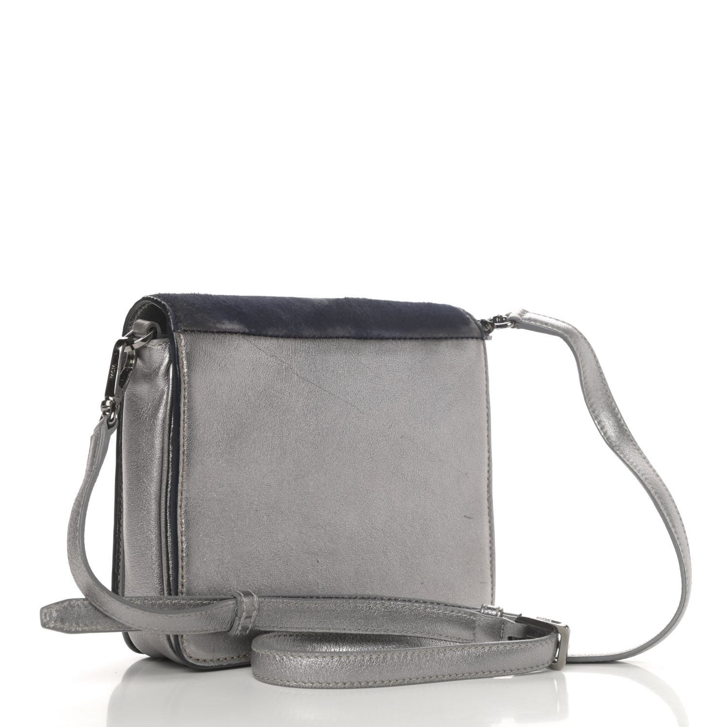 Metallic Calfskin Crossbody Bag Silver