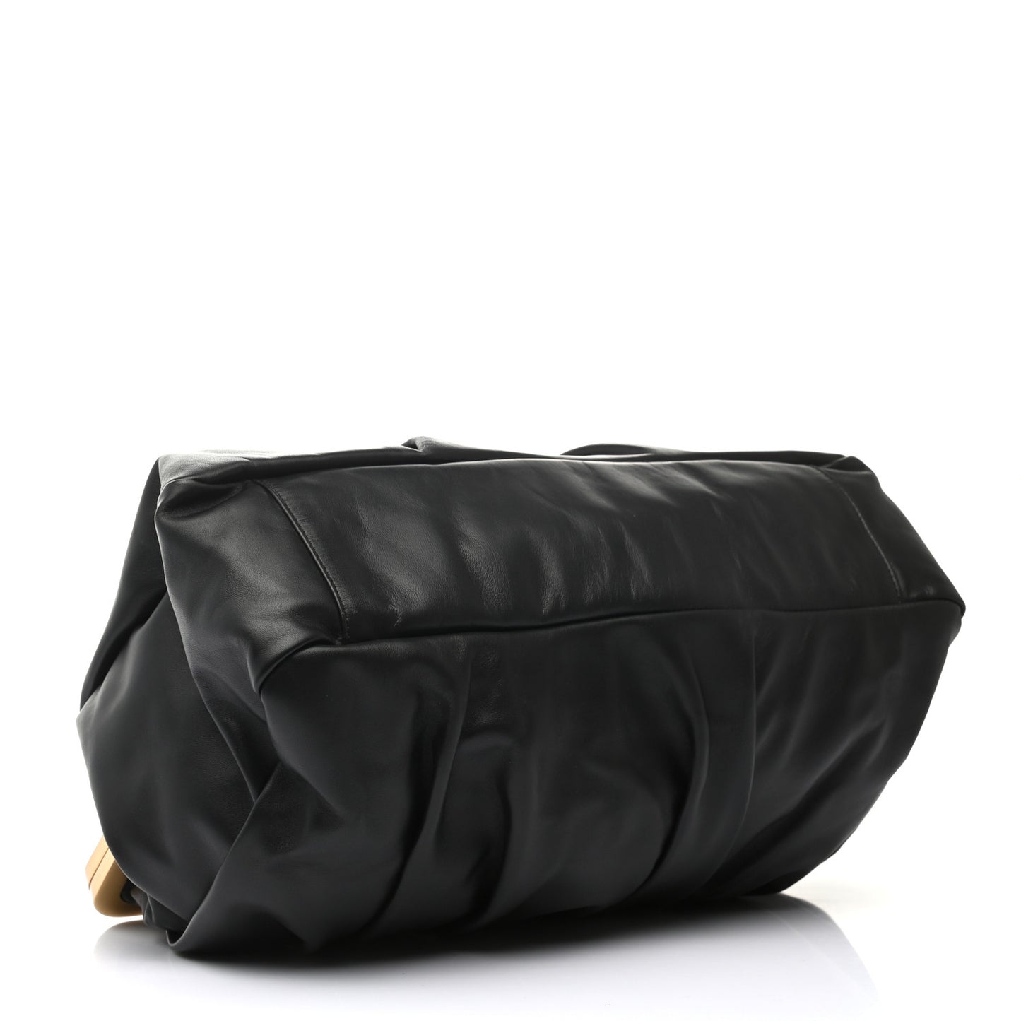 Lambskin Wave Frame Clutch Black