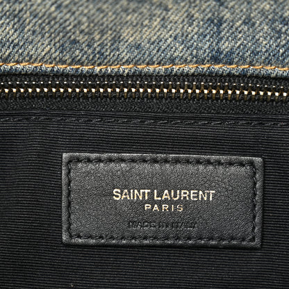 Saint Laurent Denim Quilted Medium Loulou Puffer Monogram Chain Satchel Blue Cinnamon 6 of 10